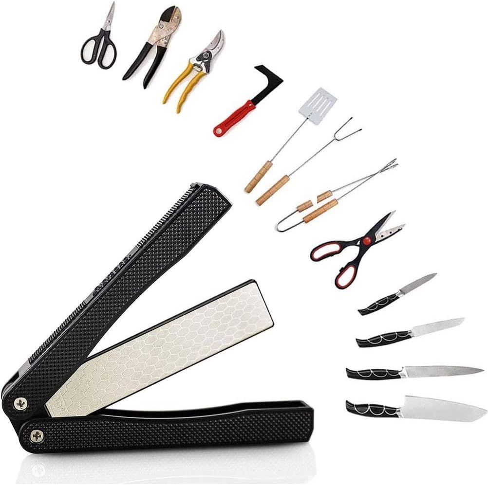 5" Diamond Pocket Sharpener Folding Knife Garden Tools Sharpening 400/600 Grit Double Sided