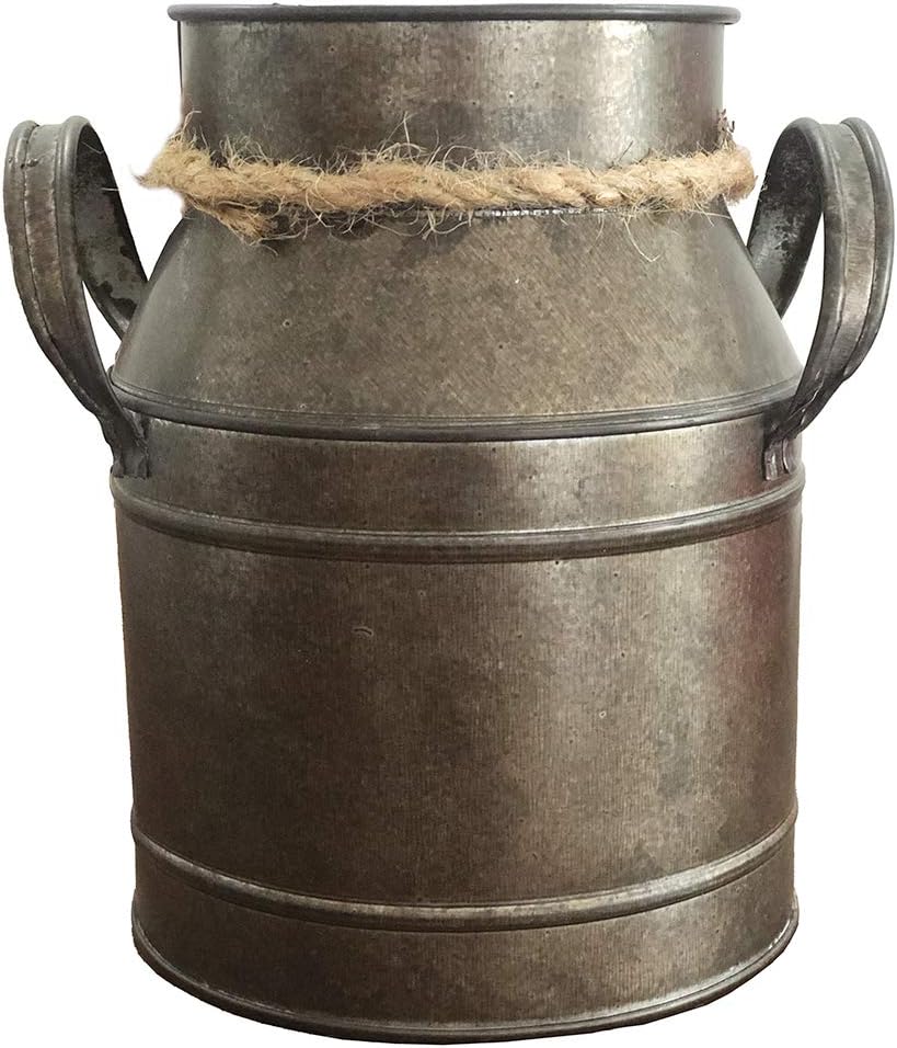 Country Flower Bronze Milk Can Planter Table Vase for Home Decor, Office Decor or Outdoor