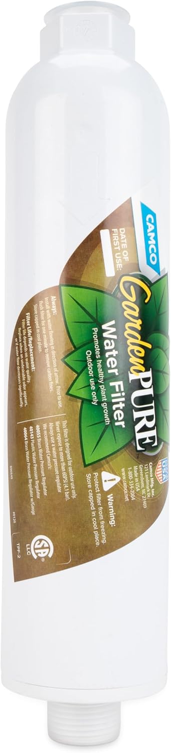 Camco GardenPURE Carbon Water Filter - Inline Garden Hose Water Filter