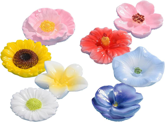 Floating Bee Feeder, Flower Shape Water Station, 8 Pieces Nectar Cups with Bright Colors, Weatherproof Garden Decor, Bee Feeder with Aesthetic Design, Feeding Station for Garden Patio