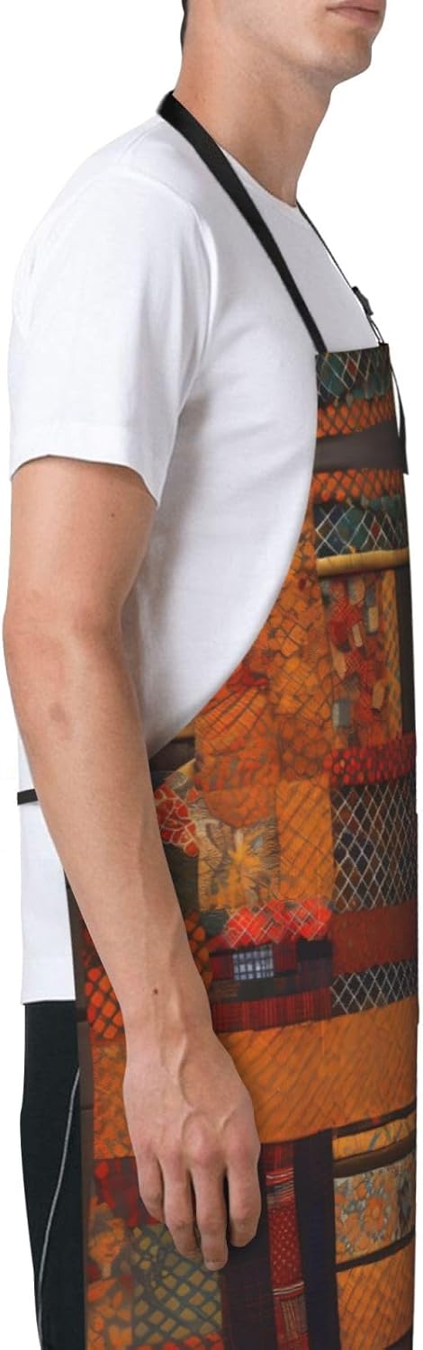African Textile Patchwork Print Laundry apron 28x33 In Waterproof Kitc