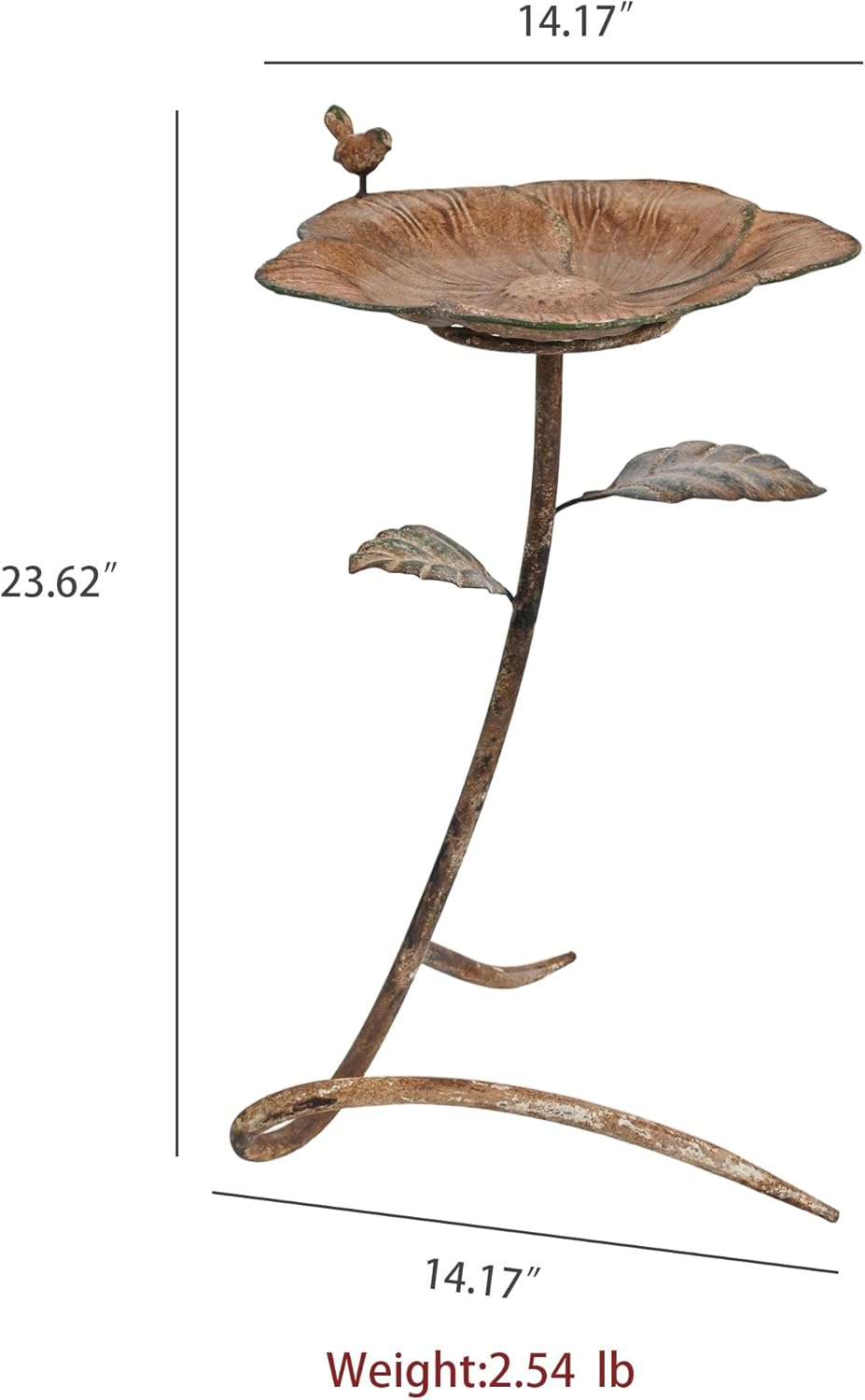 Vintage Metal Flower Bird Bath for Outside Rustic Freestanding Birdbaths for Outdoors 23.6 in Distressed Pedestal Birds Feeder Iron Bowl Bird Bath Stand for Garden Yard Patio Decor