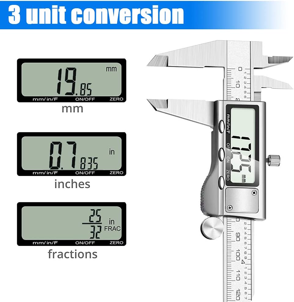 Digital Caliper Measuring Tool, Stainless Steel Vernier Caliper Digita