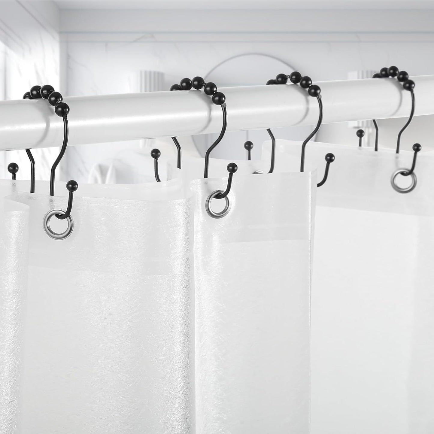 Goowin Shower Curtain Hooks, 12 Pcs Shower Curtain Rings, Stainless St