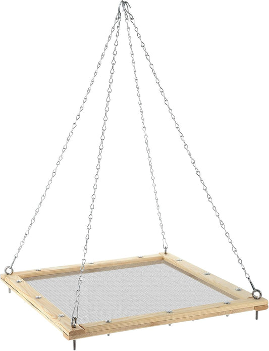 16 Inch Bird Seed Catcher Hanging Wooden Platform Bird Seed Catcher Tray for Hummingbird Feeders Bee Feeder Outdoor Garden Accessories