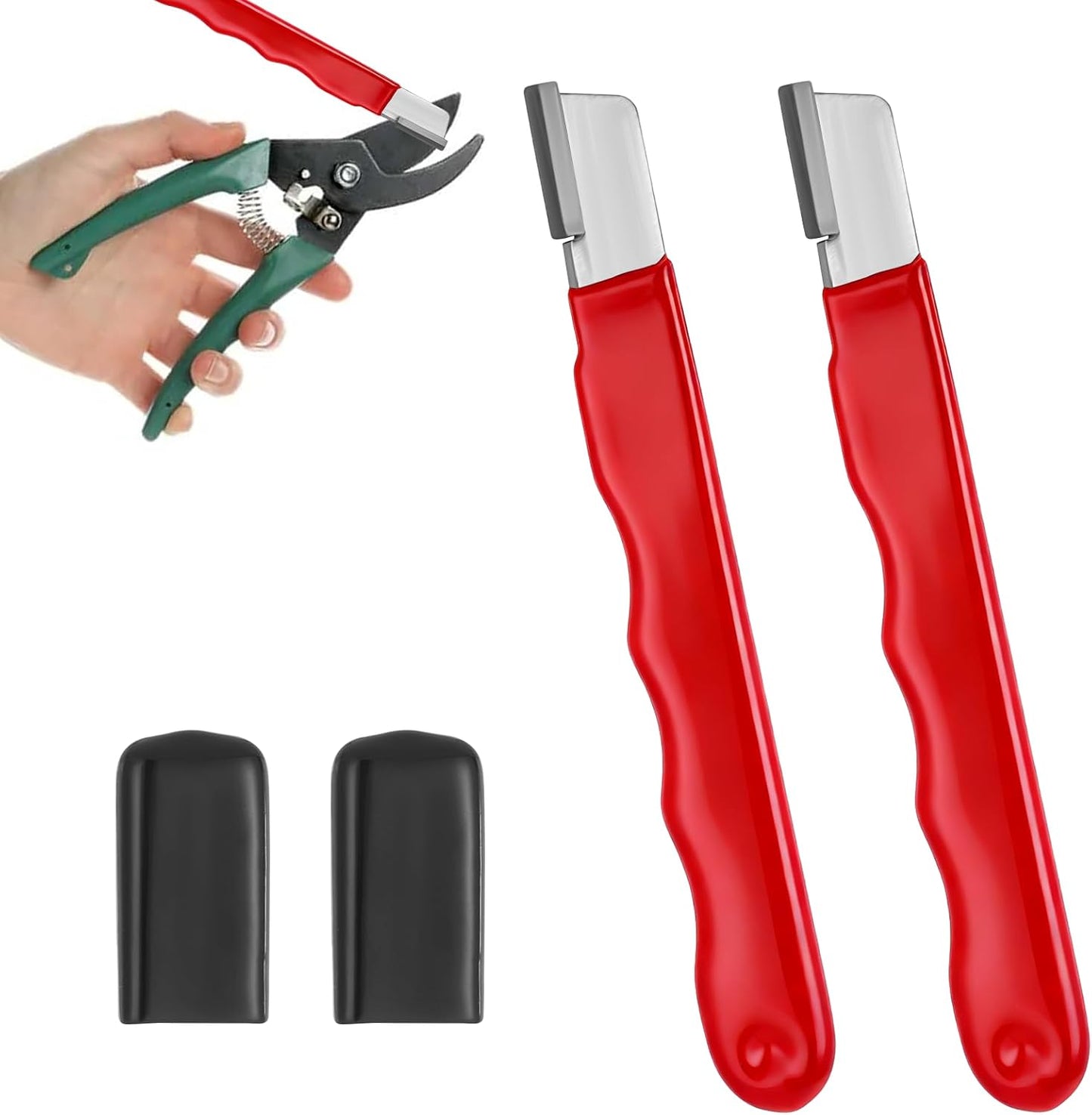 2 Pack Garden Tool Sharpener, Pruning Shears Blade Sharpener Portable Multi Functional Tungsten Steel Garden Tool Quickly Sharpeners Tools Pocket Blade Sharpeners for Hedge Shears Scissors