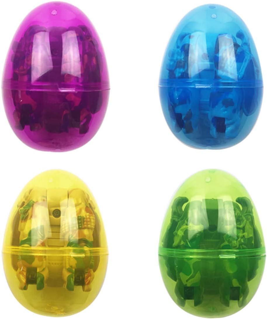 4 Pack Jumbo Soldier Deformation Easter Eggs with Toys Inside for Kids Boys Girls Easter Gifts Easter Basket Stuffers Fillers