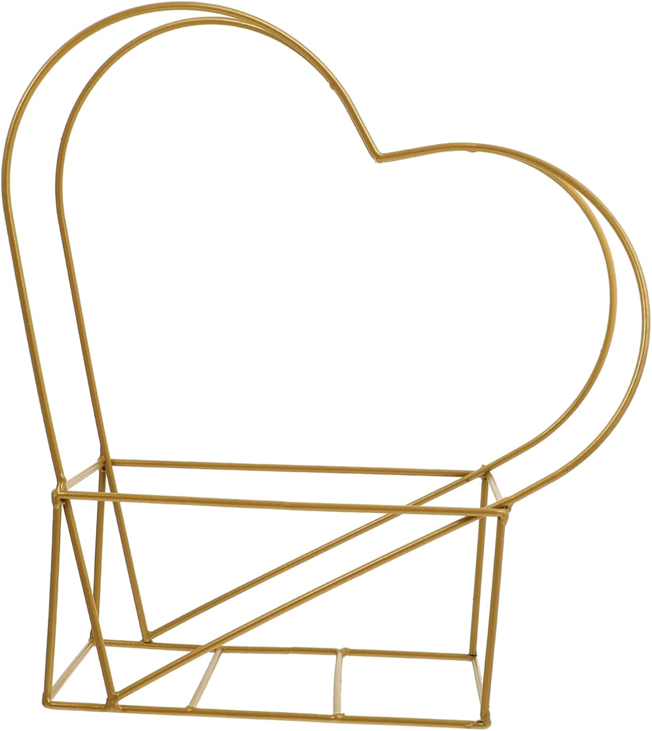 Heart Shaped Metal Basket - Valentine's Day Decor Iron Flower Pot for Romantic Wedding, Floral Arrangement Planter, Anniversary Basket & Home Wall Decor, Golden