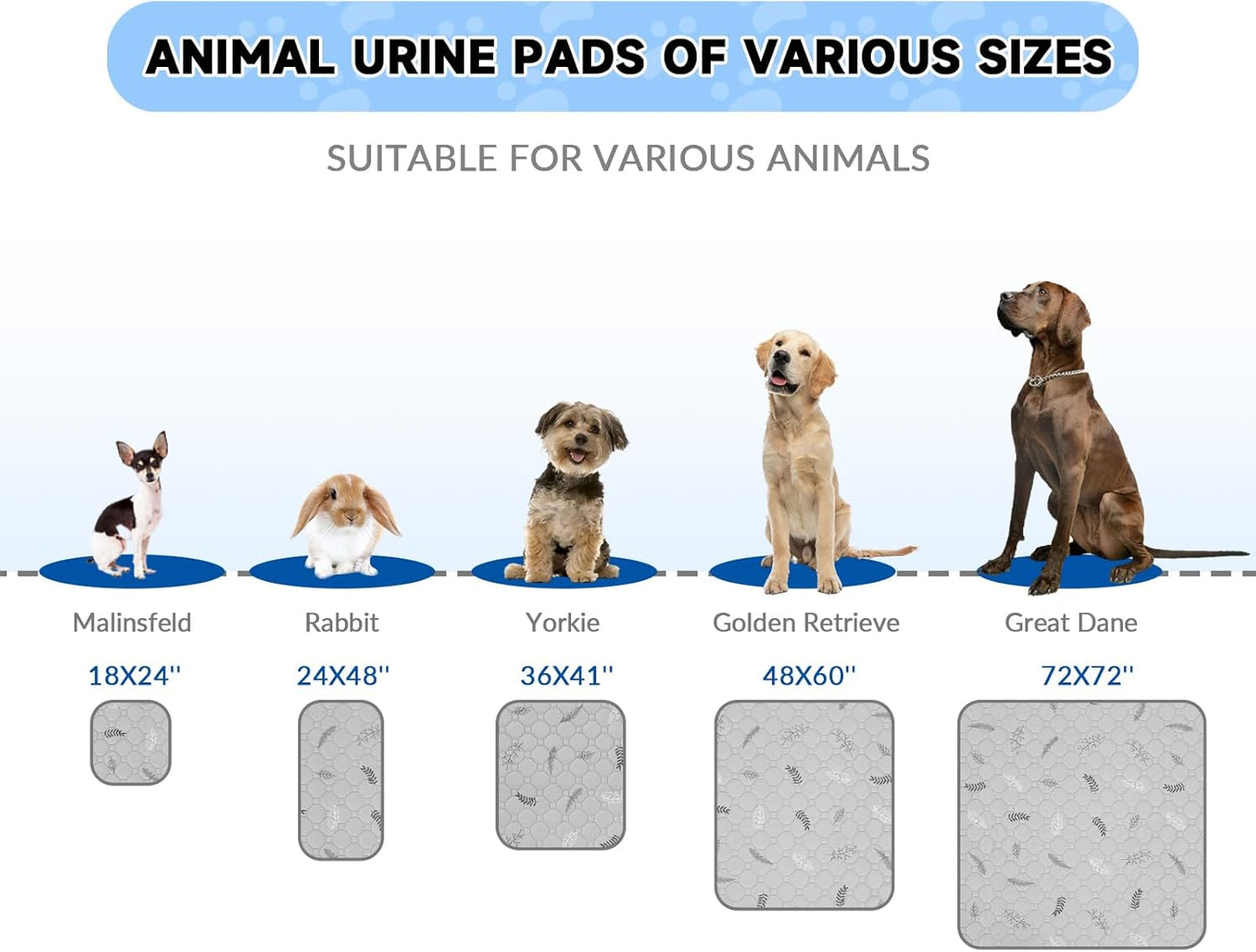 Sunheir Washable Pee Pads for Dogs , Thick Heavy Absorbency Reusable, 