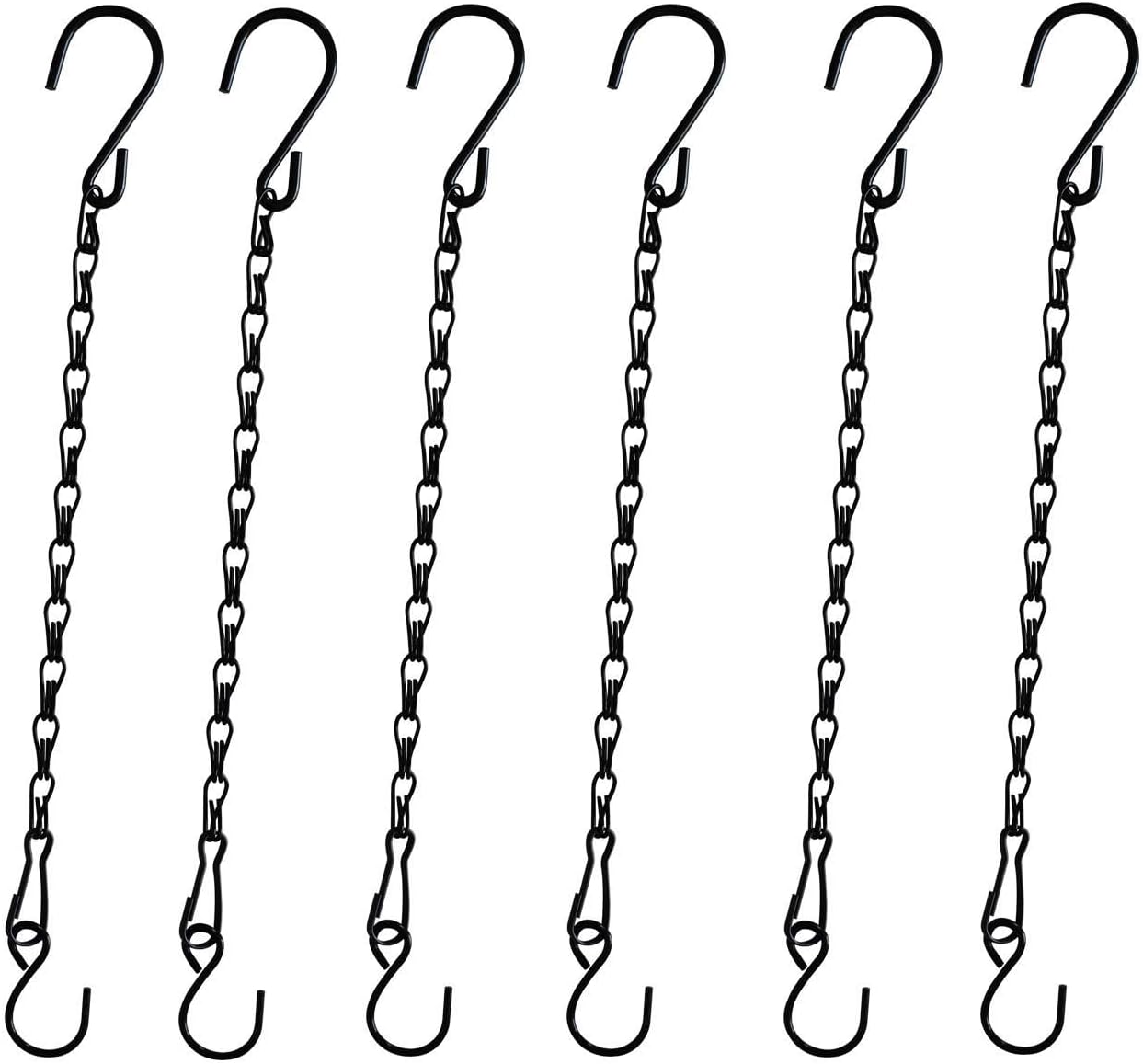 Chain for Hanging Plants,11 Inch Black Hanging Chain, Small Hanging Basket Chain Kits with Hooks for Bird Feeder Hanging Basket Extender Porch Wind Chime (Black, 11 Inch-6PCS)