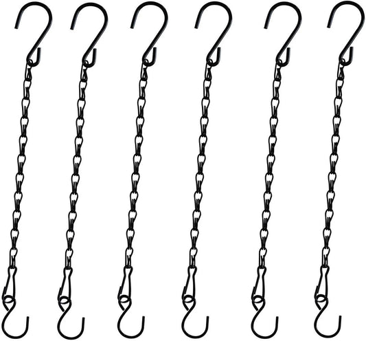 Chain for Hanging Plants,11 Inch Black Hanging Chain, Small Hanging Basket Chain Kits with Hooks for Bird Feeder Hanging Basket Extender Porch Wind Chime (Black, 11 Inch-6PCS)
