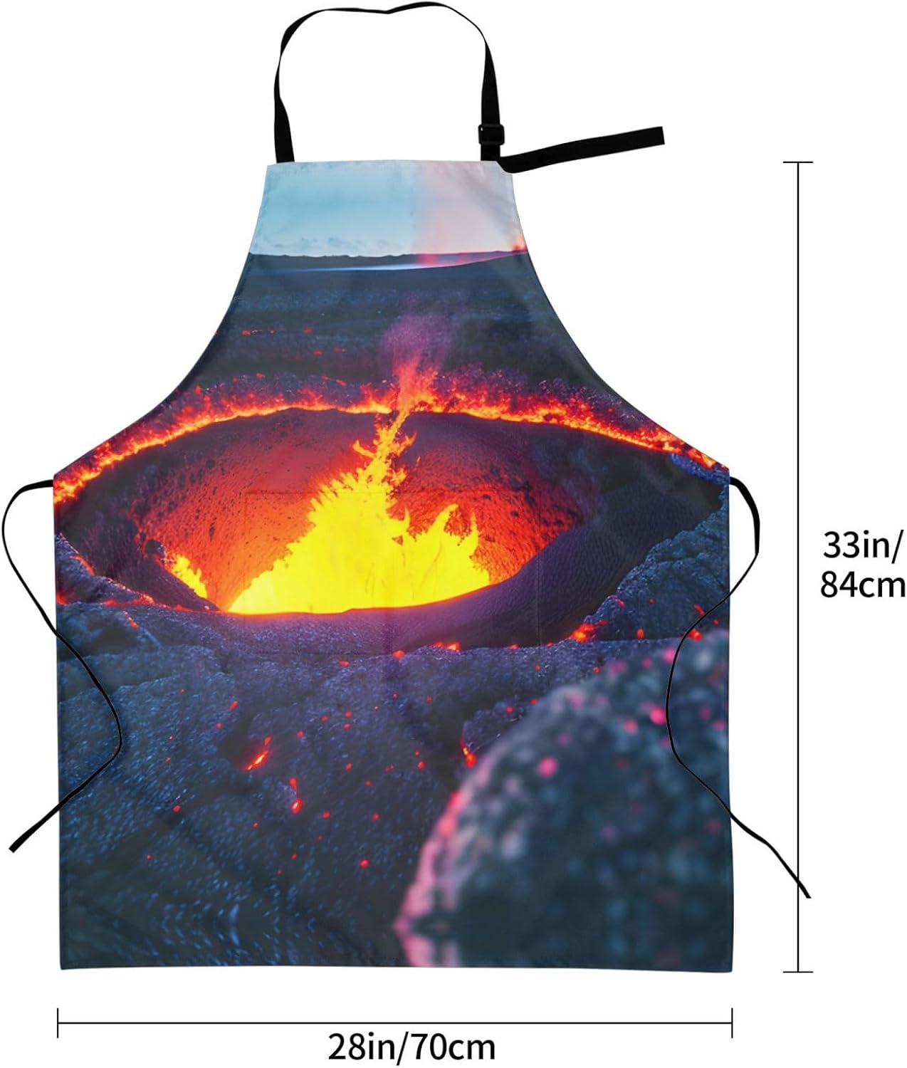 Kilauea Volcano Print Laundry apron 28x33 In Waterproof Kitchen Apron with Pockets for Cooking Baking