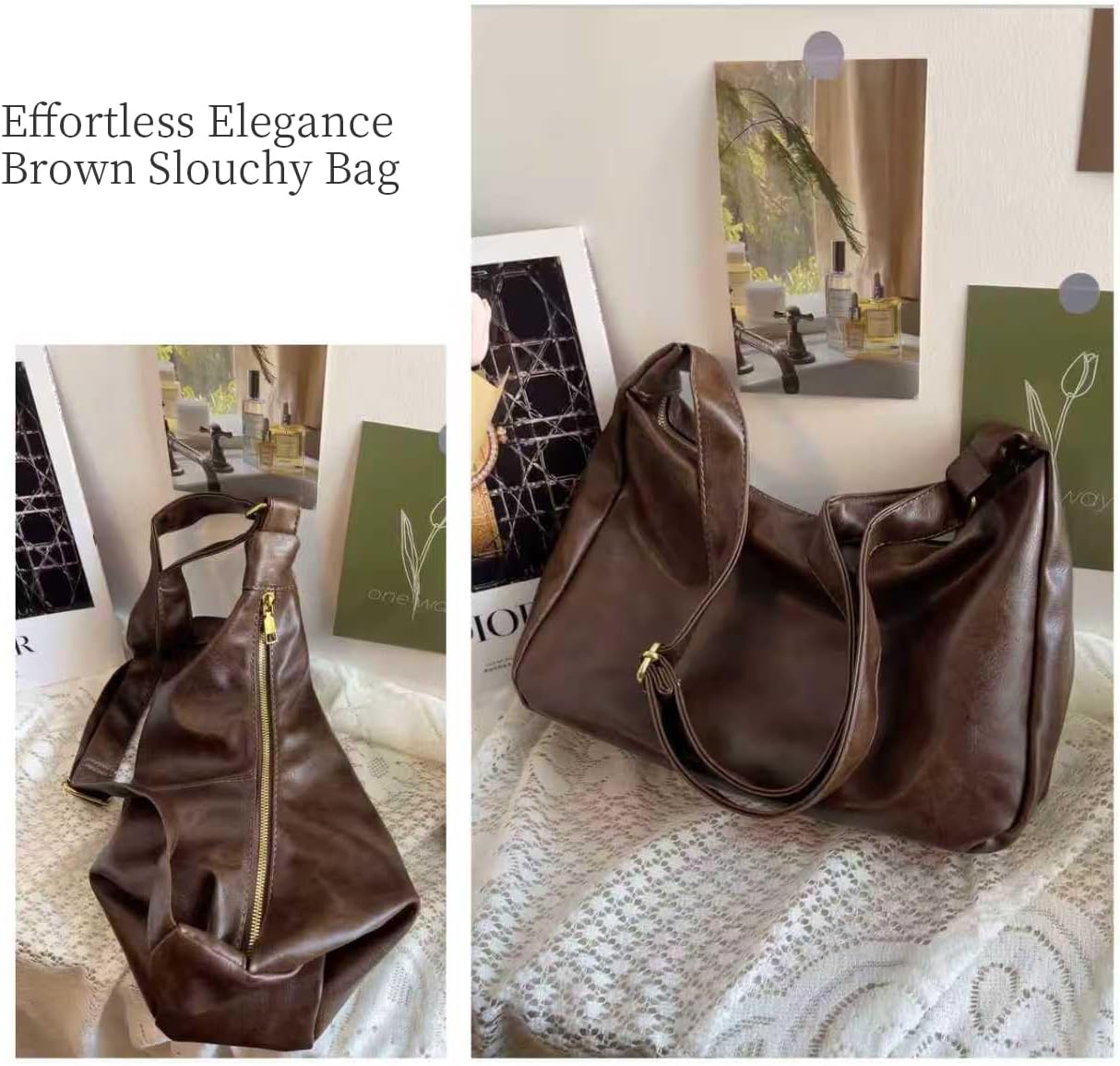 celestina Hobo Bags for Women, Ultra Soft Foldable Vegan Leather Shoul