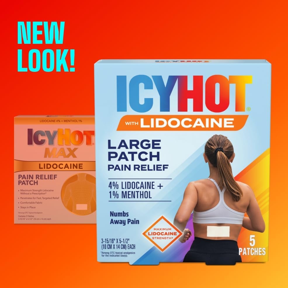 Icy Hot Max Strength Lidocaine Pain Relief Patch (5 Count) Penetrates 