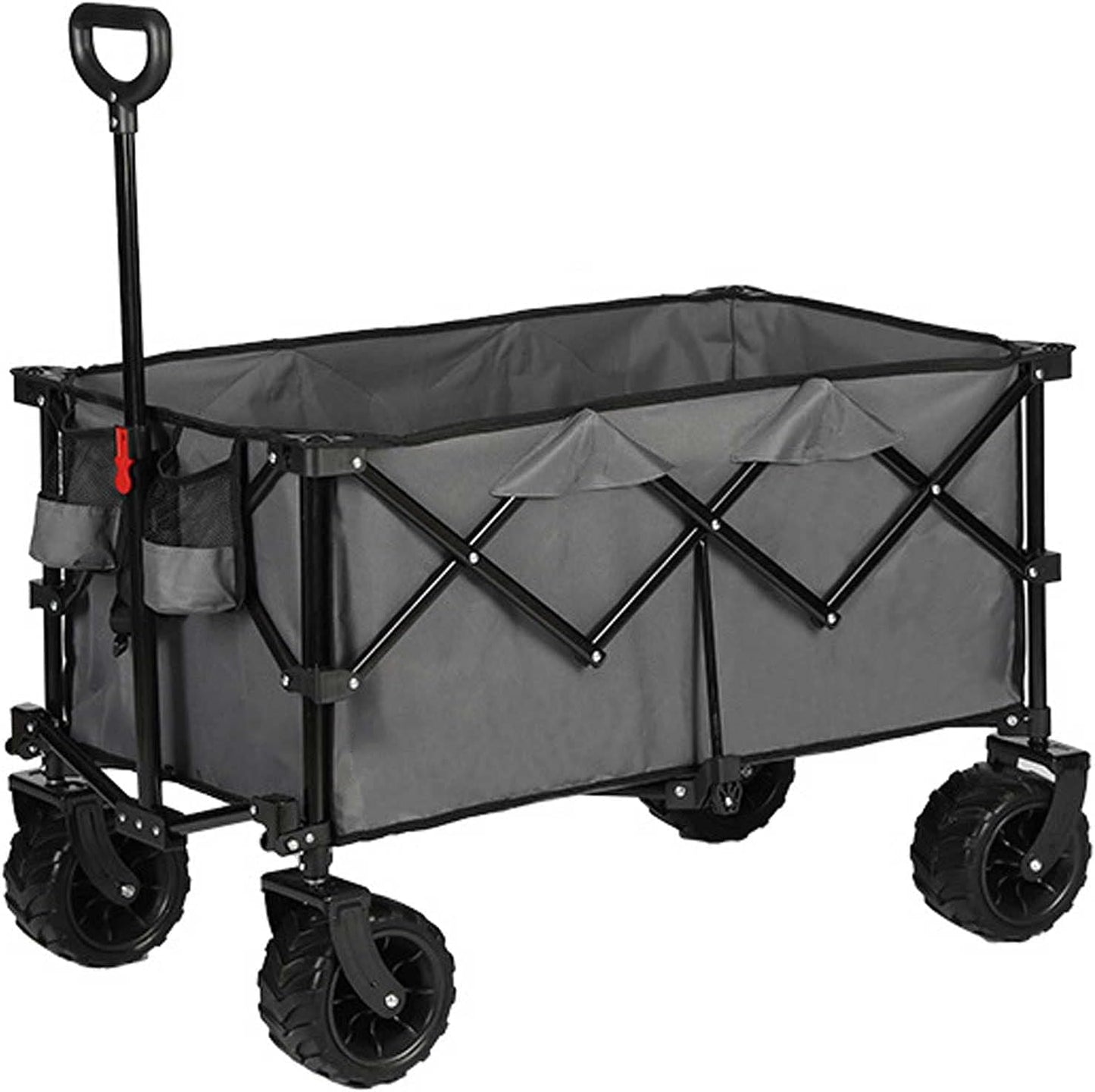 Foldable Outdoor Utility Trolley Portable Garden Cart Pull Rod to Pull