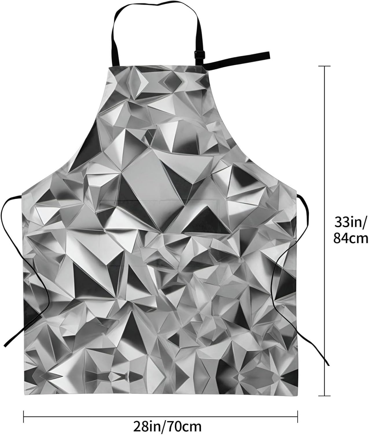 Silver Geometric Figure print Waterproof chef's apron with pocket apron for kitchen cooking baking barbecue and gardening