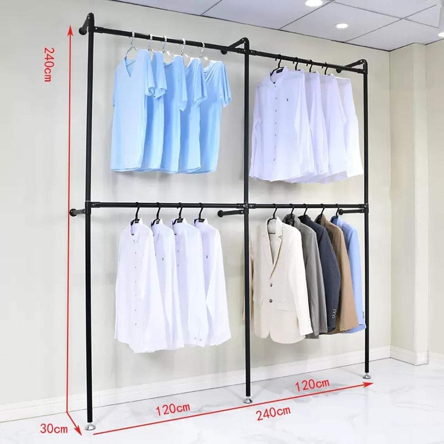 Floor-Standing Solid Wood Rotating Coat Rack，2 Tier Plant Stand - Space-Saving Indoor/Outdoor Flower Rack, Adjustable Height, Durable Metal Frame, Perfect for Home Garden Decoration