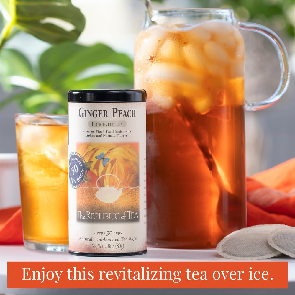 The Republic of Tea - Ginger Peach Black Tea, Caffeinated, 50 Count