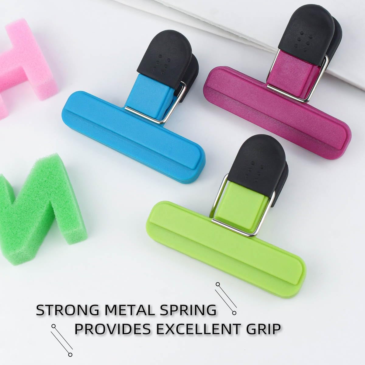 6 Pack Chip Bag Chips Food Clips with Heavy Duty Tight Seal Grip Plastic Bags Clips for Food Storage Assorted Colors Food Bag Clips Snack Clips Small Sizes Kitchen Clip for Coffee Snacks (3 Colors)