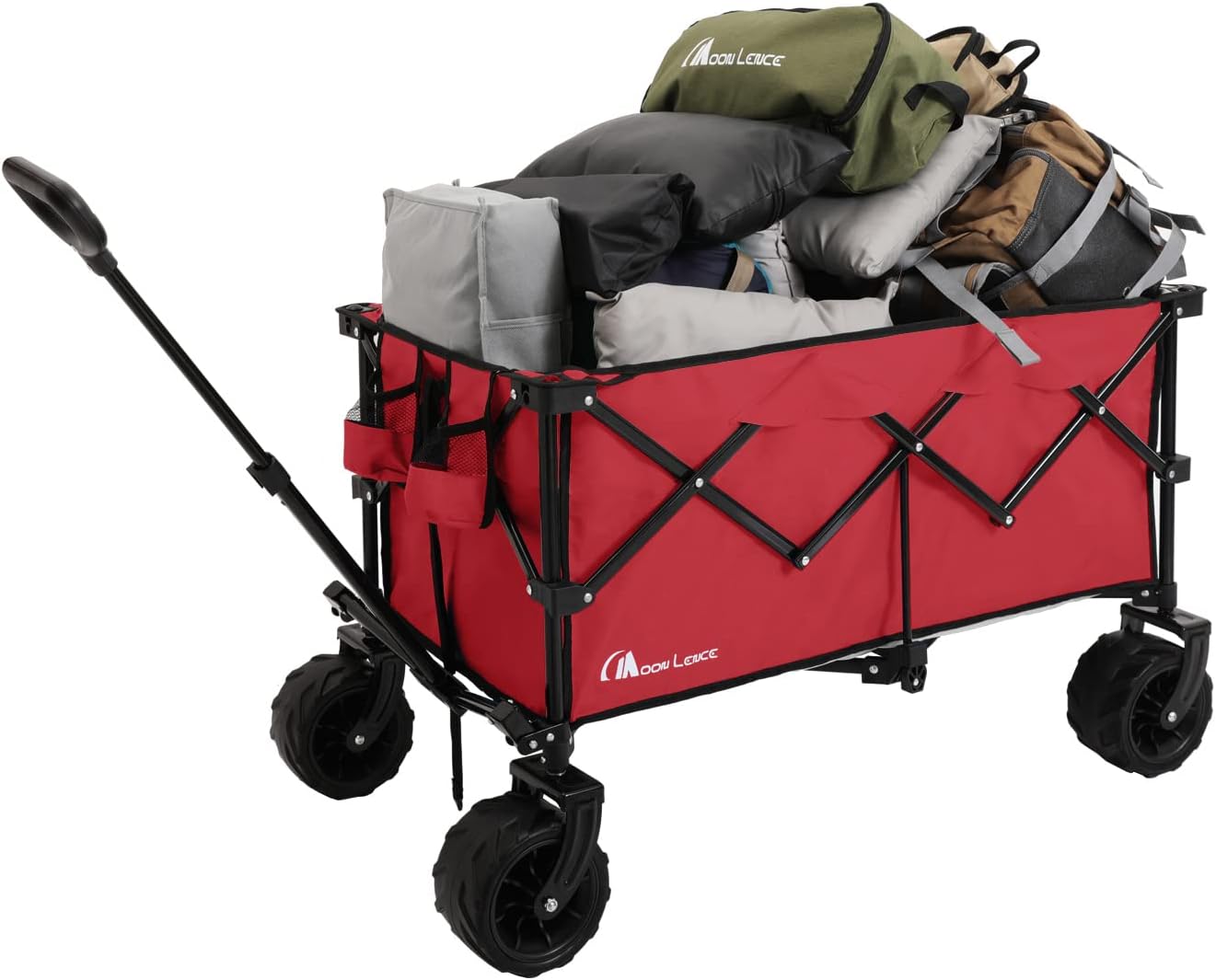 Moon Lence Collapsible Folding Wagon Cart Heavy Duty Folding Garden Po