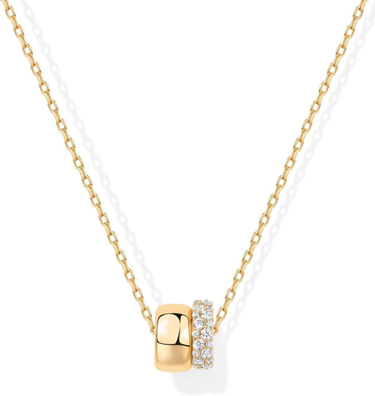 PAVOI 14K Gold Plated Pendant Necklace for Women | Two Distinct Rondel