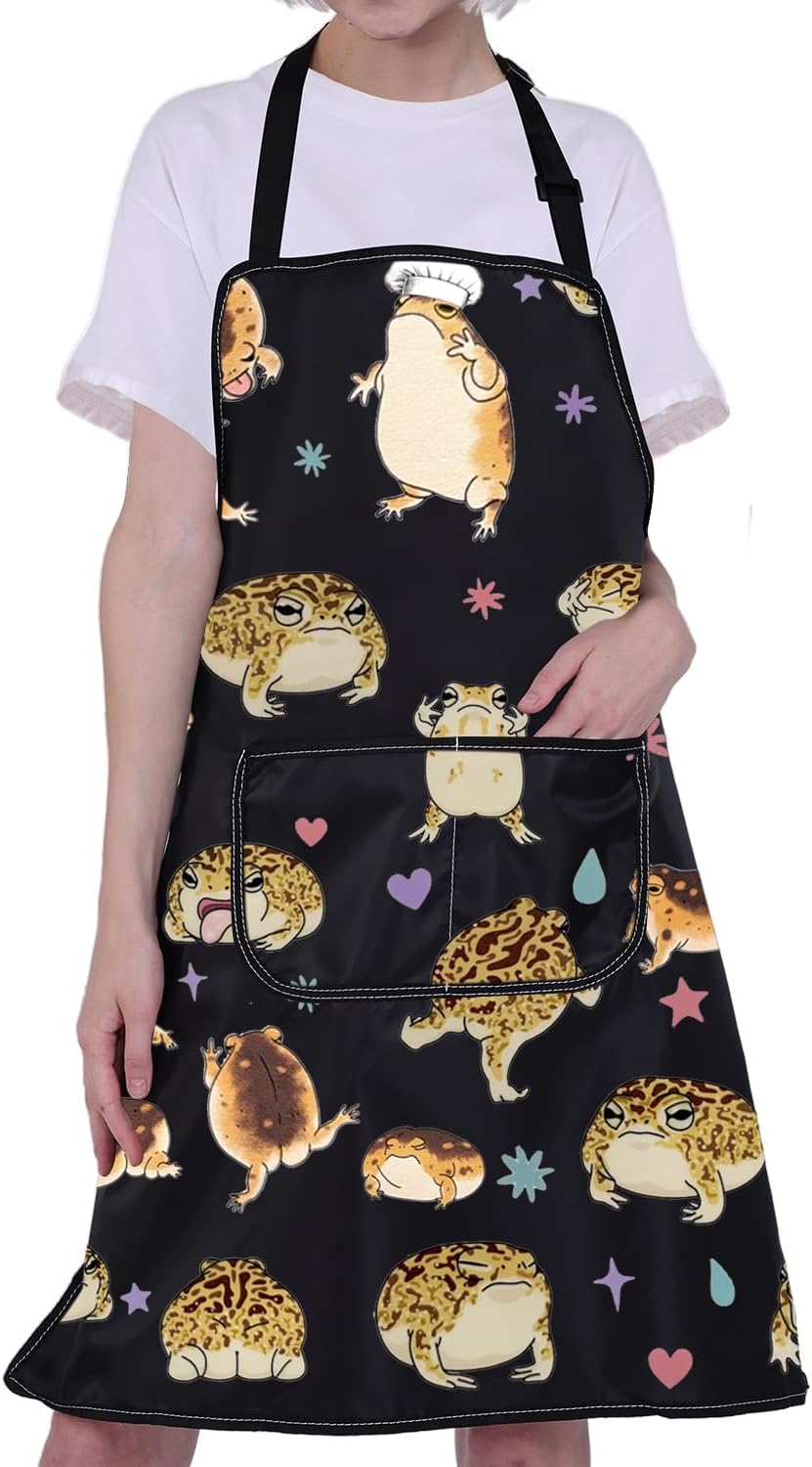 CMNIM Desert Rain Frog Apron Funny Frog Cooking Apron Frog Lover Gifts for Women Frog Gardening Aprons Frog Waterproof Aprons