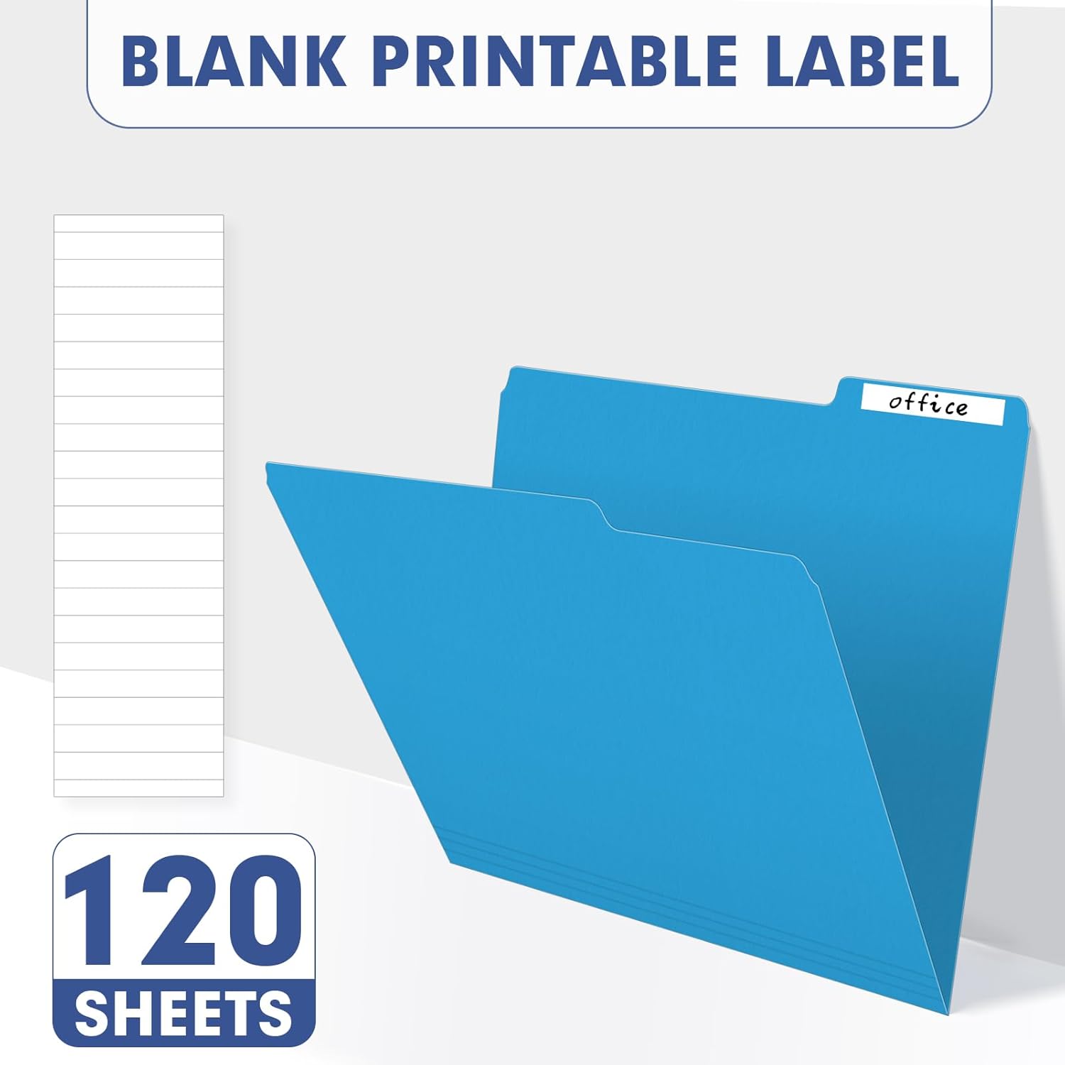 File Folder, PANDRI 120 Pack Colored File Folder, 1/3 Cut Tab, Letter 