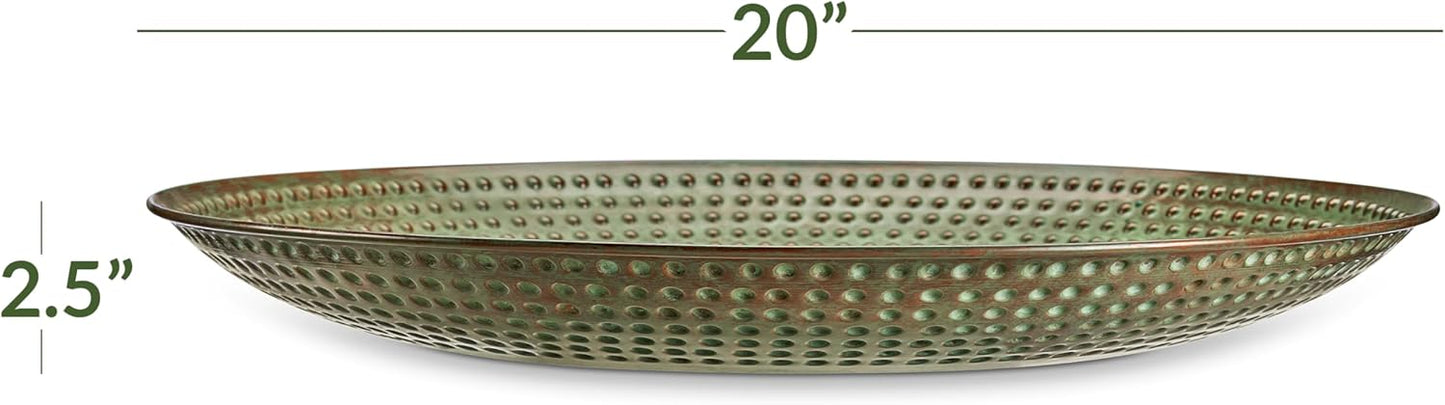 Good Directions Bird Bath Basin for Outside Backyard, Outdoor, Patio, Garden, Birdbath, Bird Feeder Gift for Bird Lovers Watchers, Large 20" Copper Metal Blue Verde