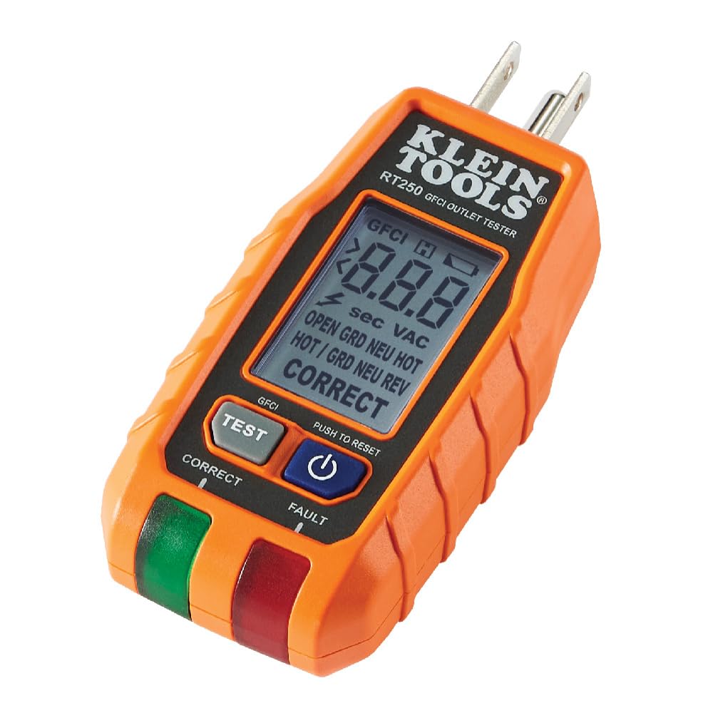 Klein Tools RT250 GFCI Outlet Tester with LCD Display, Electric Voltag