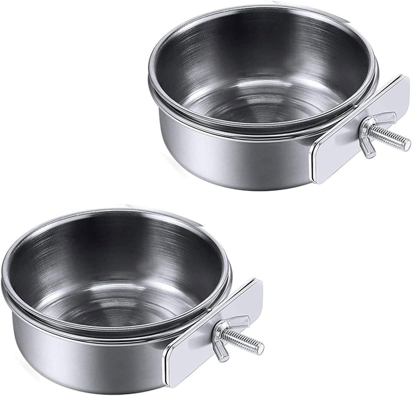 Bird Feeder Bowls for Cage Stainless Steel Dish Parrot Food Bowl Feeding Cup Clamp Holder for Small Pets 2pcs Bird Feeding Dish Parrot Removable Stainless Steel Bowl Clamp Holder Birds Food Dish
