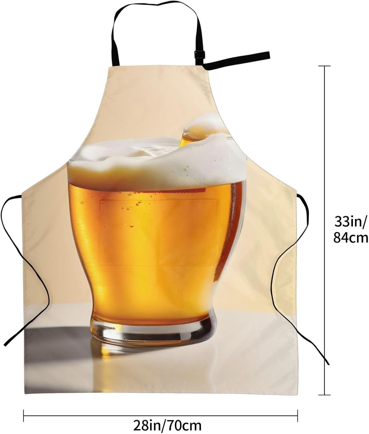 Beer foam Print Laundry apron 28x33 In Waterproof Kitchen Apron with Pockets for Cooking Baking
