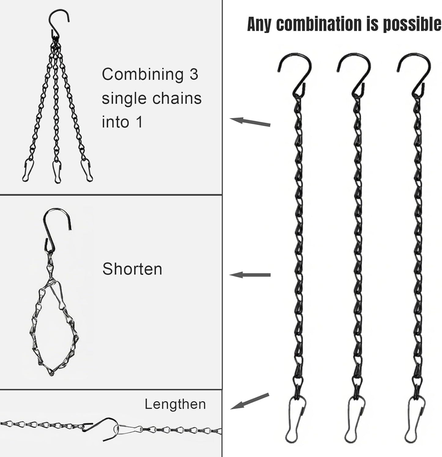 10 Pack Black Hanging Chains for Planters，Lanterns，Bird Feeders，Billboards，Plant Baskets etc， Length 9.5 Inch，Outdoor Indoor Use