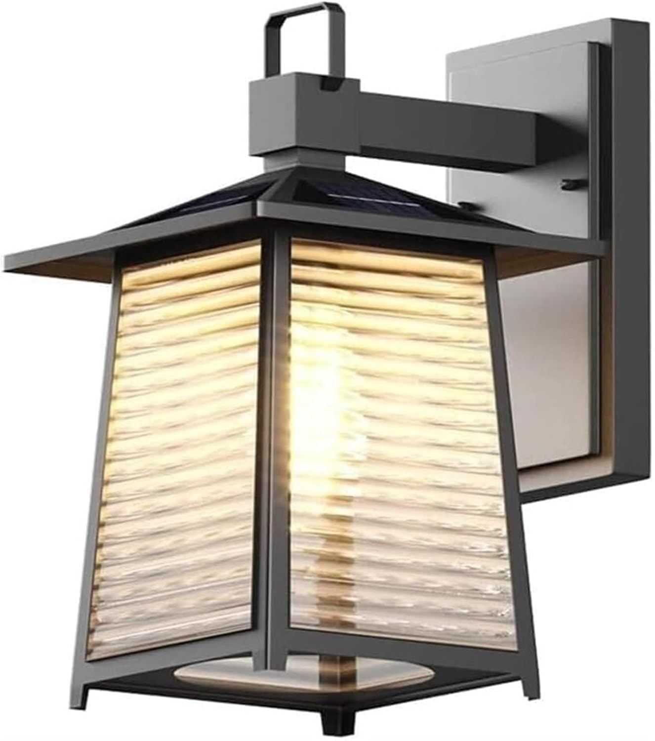 European Garden Wall Lamp Outdoor Solar Light High Permeable Shade Glass Sconce Retro Waterproof Aluminum Lantern Lamps sconces