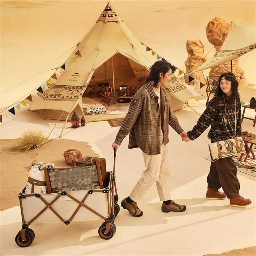 JSEIAJB Portable Detachable Folding Four-Way Wide Wheel Trolley Outdoor Campground Car Picnic Pull cart