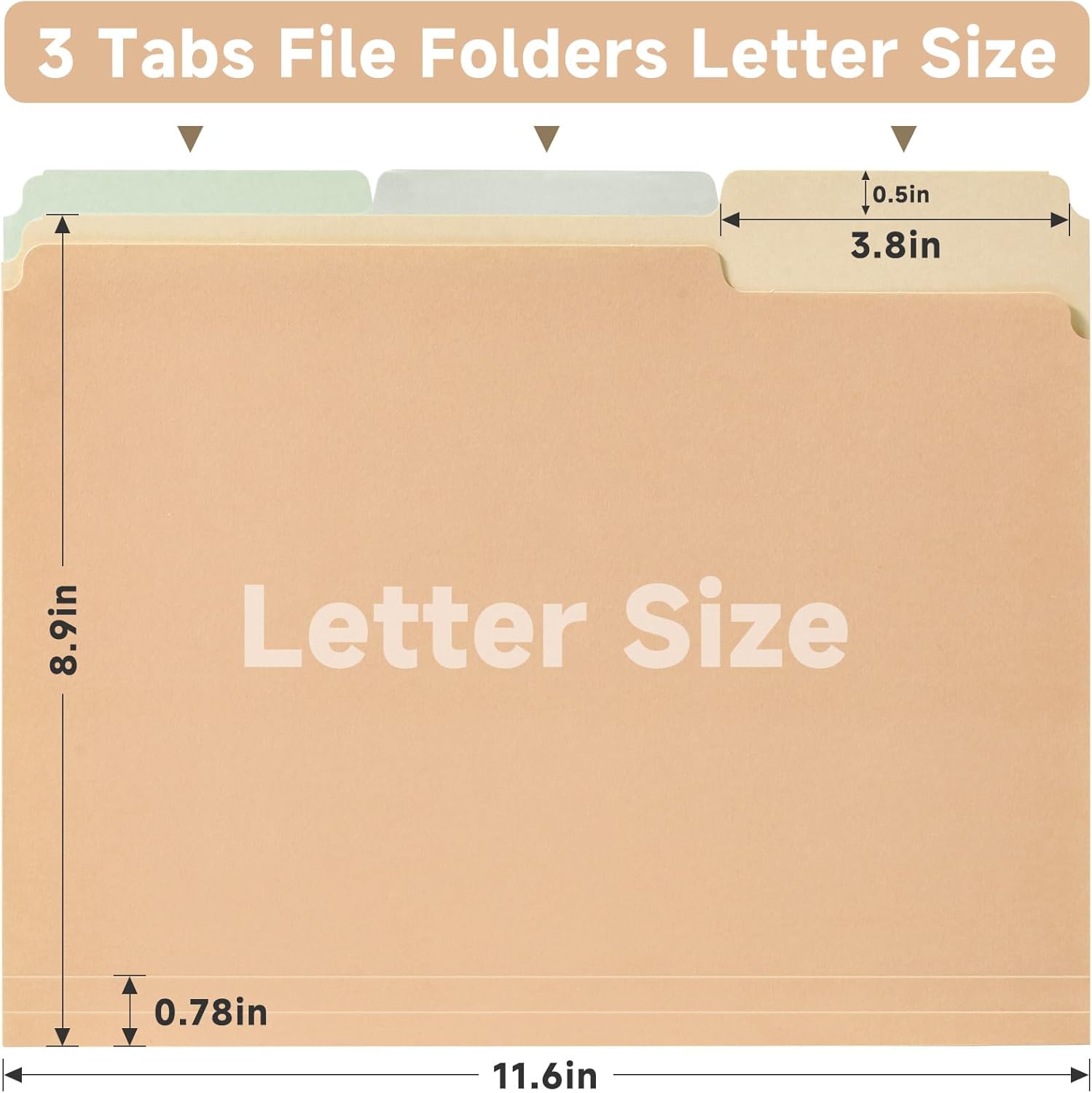 18pcs File Folders, Letter Size, 6 Color Assorted Two-Tone, Pastel, Ma