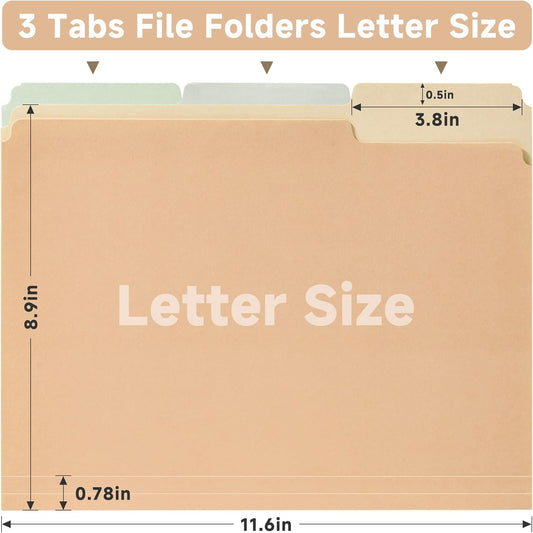 18pcs File Folders, Letter Size, 6 Color Assorted Two-Tone, Pastel, Ma