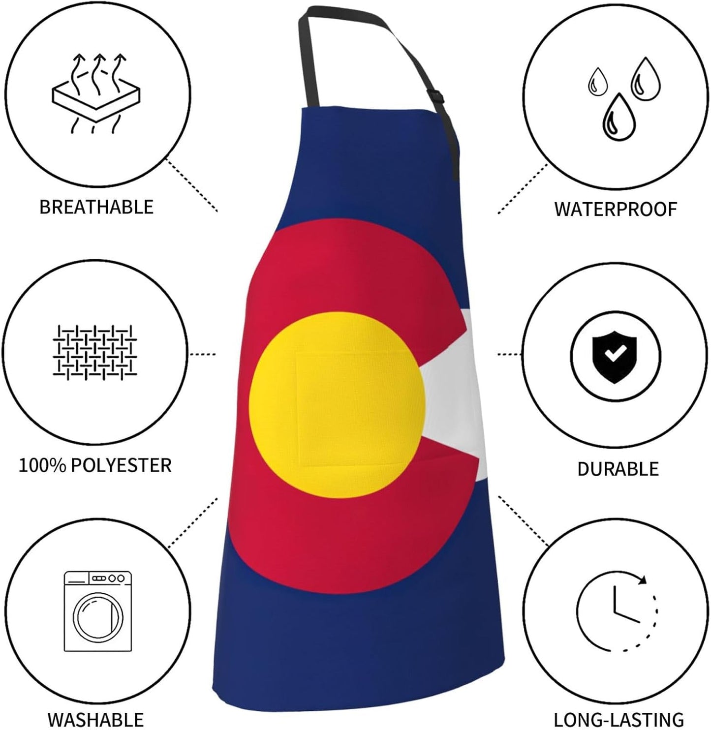 YANYU Colorado flag Print 28x33 In Kitchen Apron Stylish Chef Apron with Pockets for Cooking Baking Painting