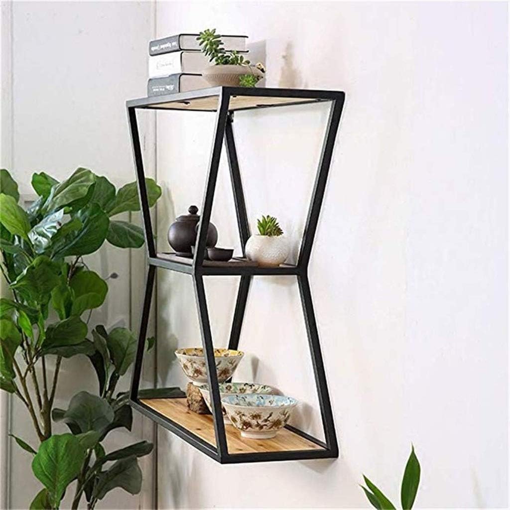 VIDI Wrought Iron Wall Mount，3 Layers Flower Stand Plant Frame Black Metal Display Shelf, Mounted Size 60cm
