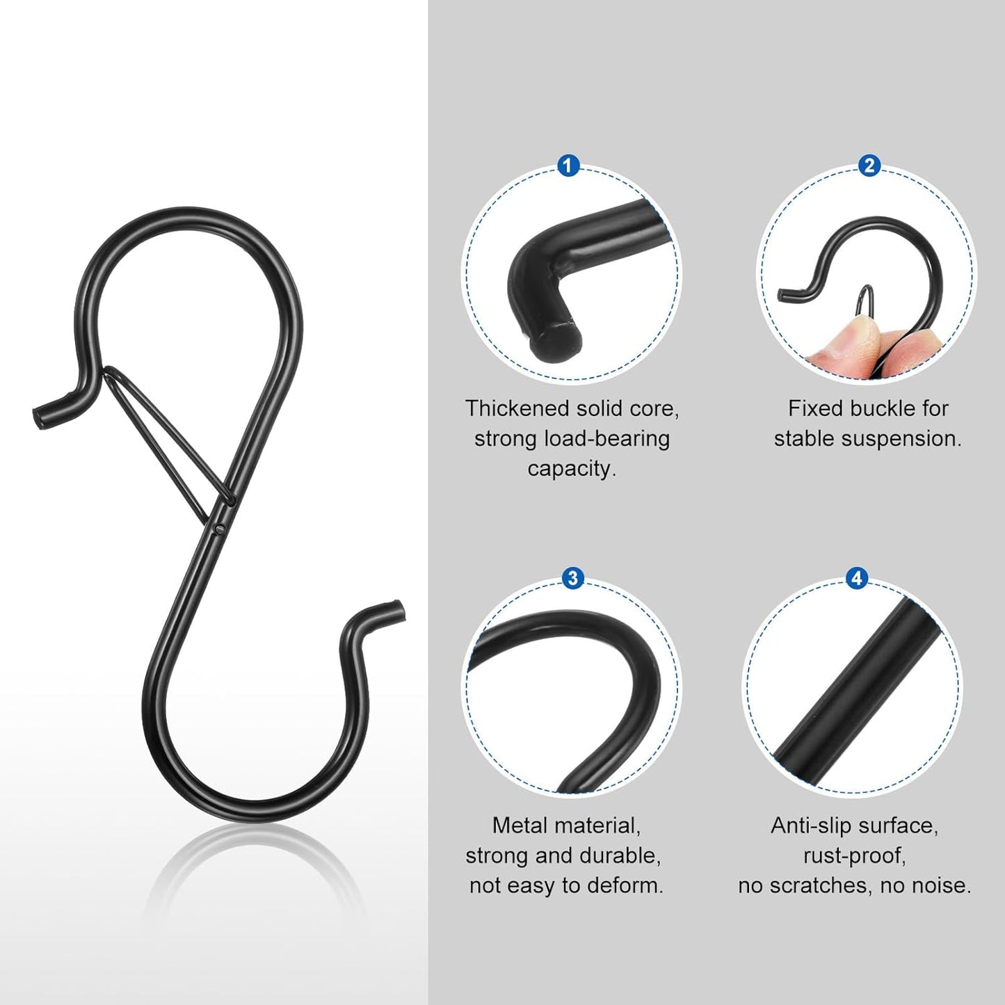HARFINGTON 10pcs S Hooks 3.5" Metal Hanging S Shaped Hooks Small S Hanger Closet Rod Hooks for Hanging Kitchen Utensils Cups Plants Jewelry Jeans Clothes Towels Tools, Black