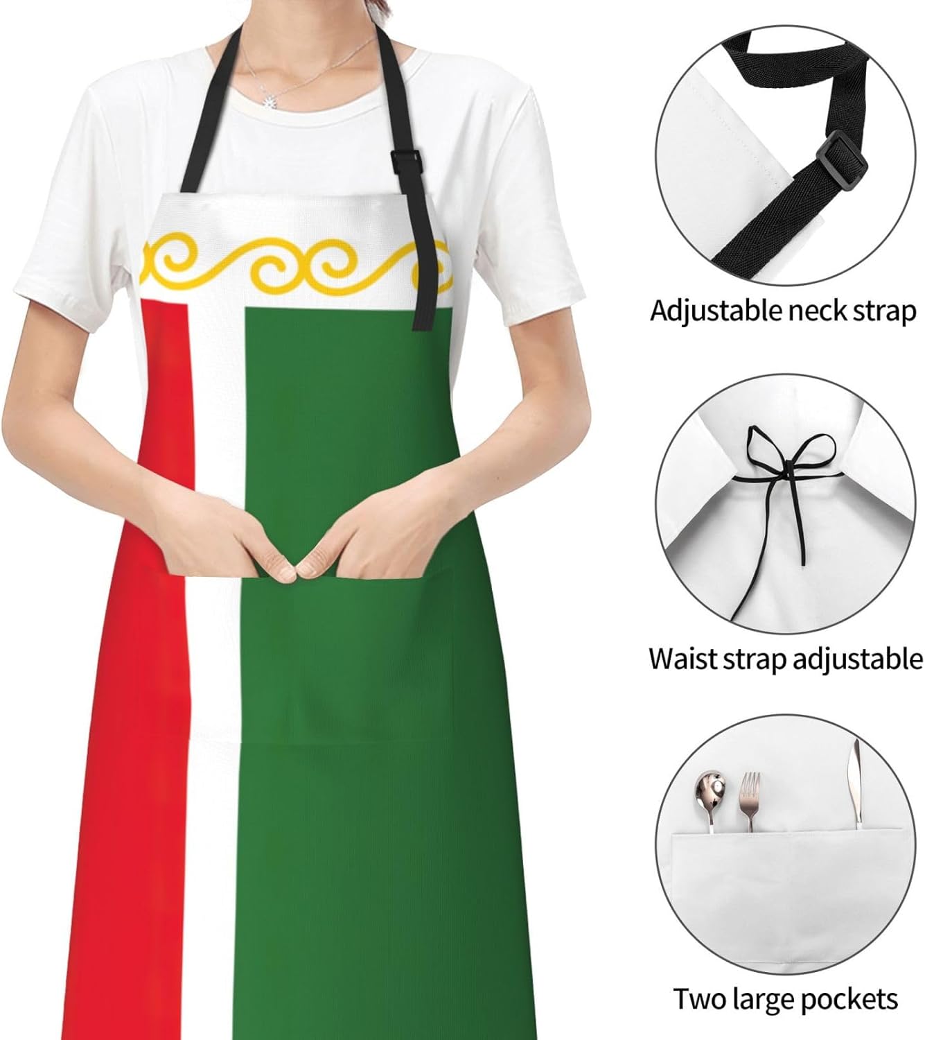 Flag of the Chechen Republic print Waterproof chef's apron with pocket