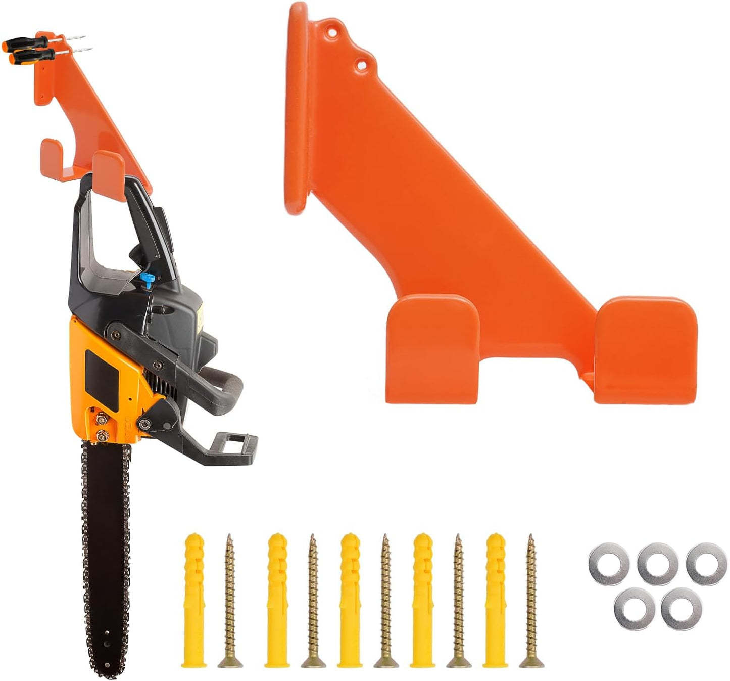 Chainsaw Holder Wall Mount, Chainsaw Hanger for Garage Wall Chainsaw Mount Heavy Duty Garage Hangers Mounted Tool Holder 180LB Storage Rack Tool Hook for Garden, Workshop, 1 Pack