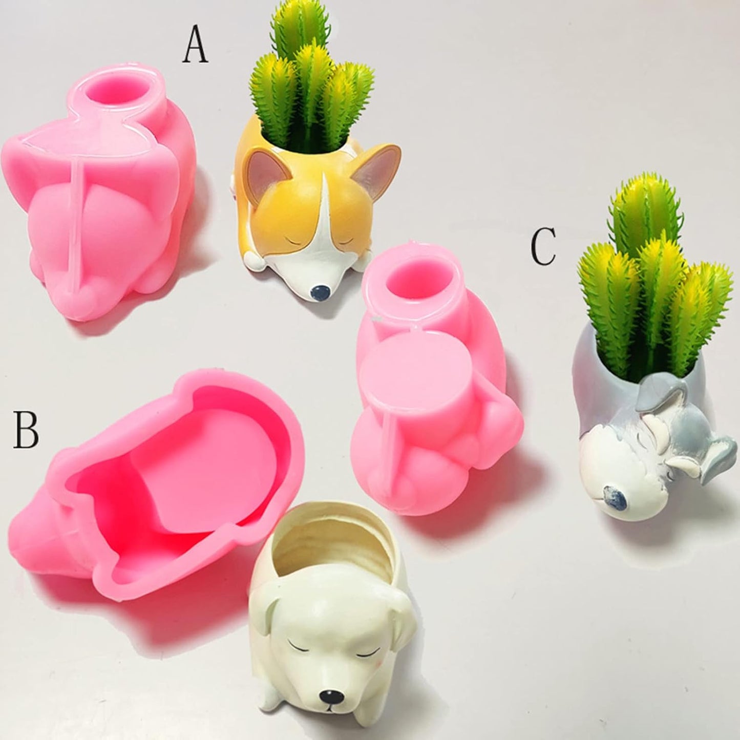 Dog Corgi Concrete Flower Pot Molds Succulent Planter Silicone Molds Epoxy Resin Clay Cement Mould Candle Holder Mold Storage Box Mold
