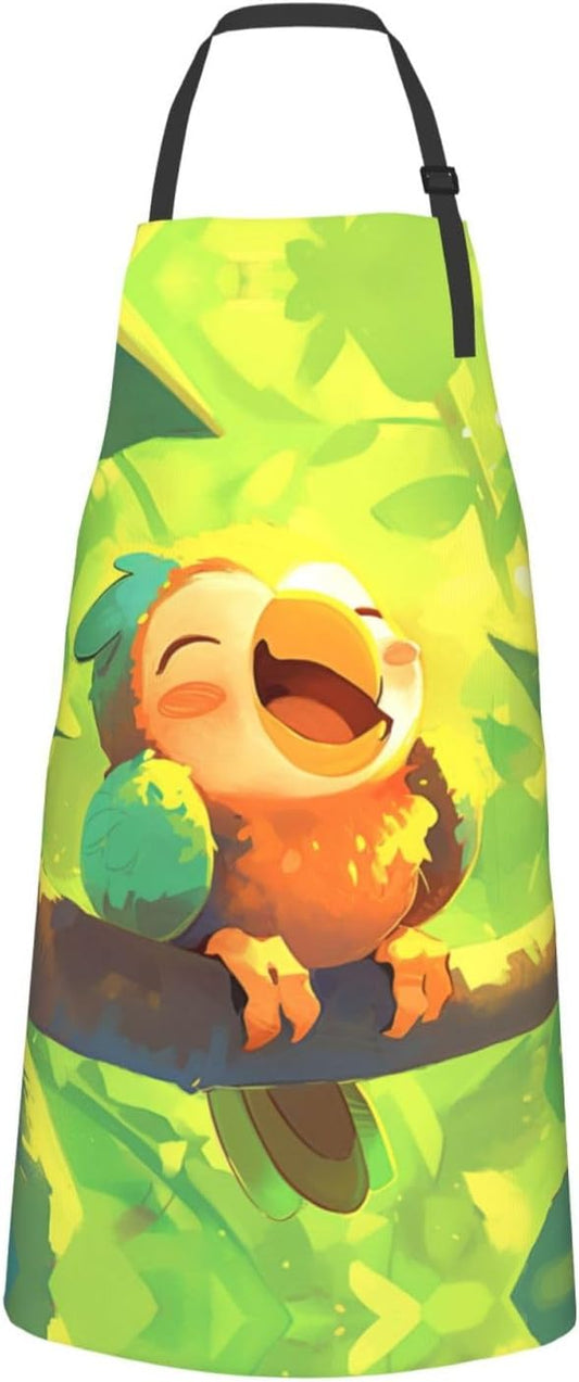 Animal cartoon print Waterproof apron with pocket adjustable cooking apron for adult kitchen bibs to bake
