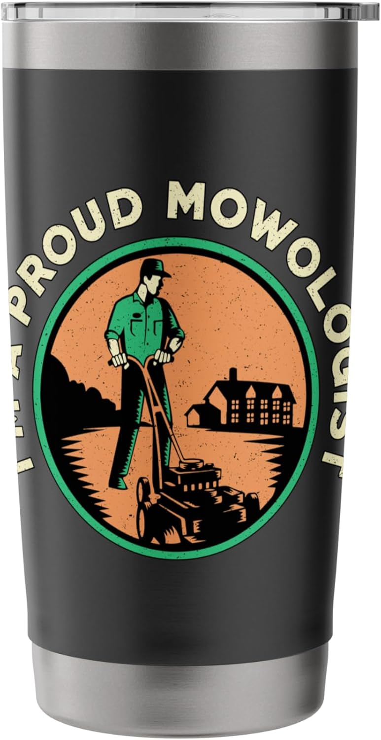 I'm A Proud Mowologist Mower Garden Care Retro Lawn Mowing Stainless Steel Insulated Tumbler