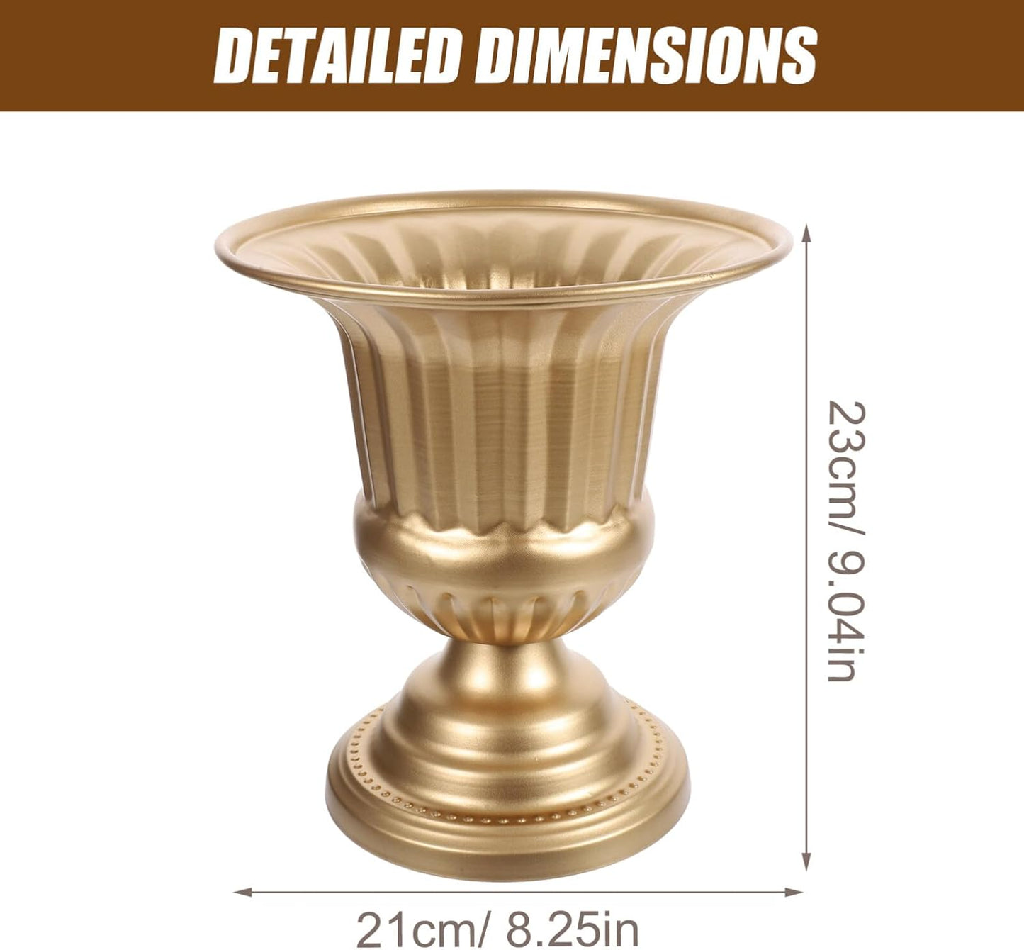 HOMSFOU Vintage Metal Flower Vase 9.05X8.26X8.26In Rustic Iron Urn Planter for Wedding Decor and Desktop Floral Arrangement with Stable Flat Base