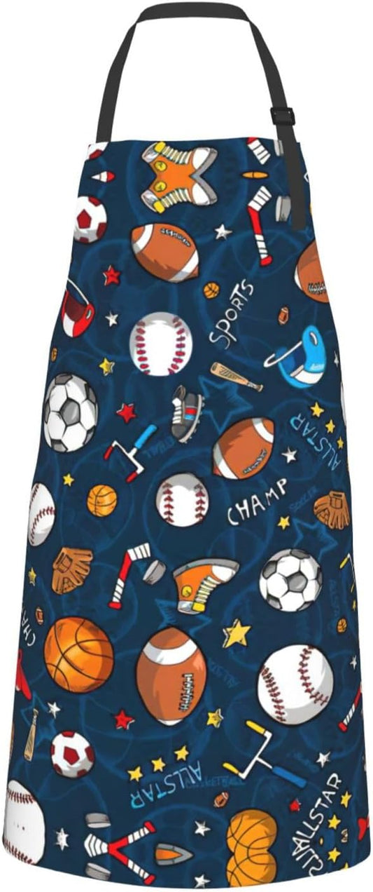 Sports Baseball Game print Waterproof apron with pocket adjustable cooking apron for adult kitchen bibs to bake