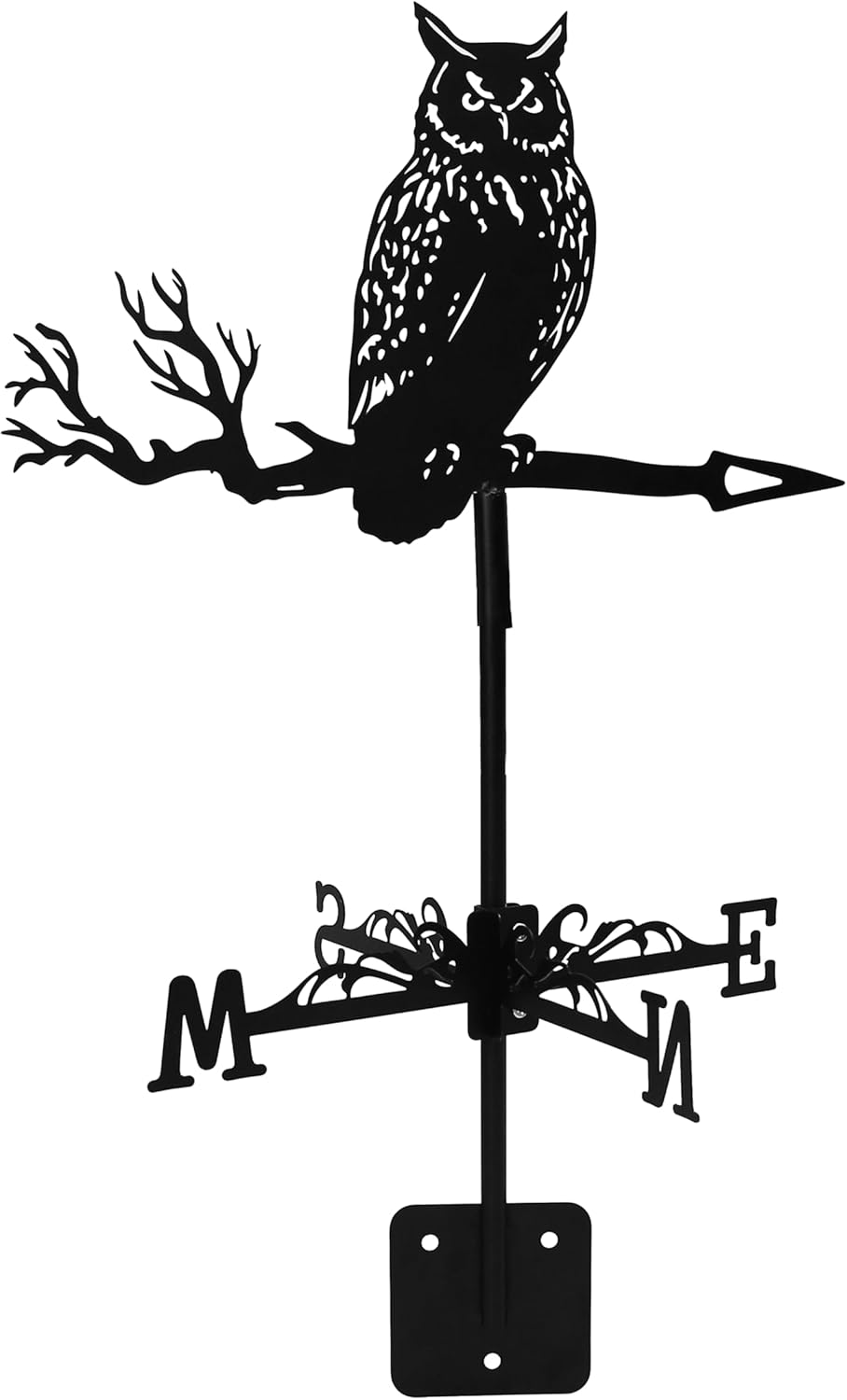 Wind Weathervanes for Roofs Mount with Creative Black Owl Shapes & Metal Material | Mini Weather Vain/Vein for Sheds, Courtyard, and Garden Fence Decoration Outdoor (Owl, 1PC)