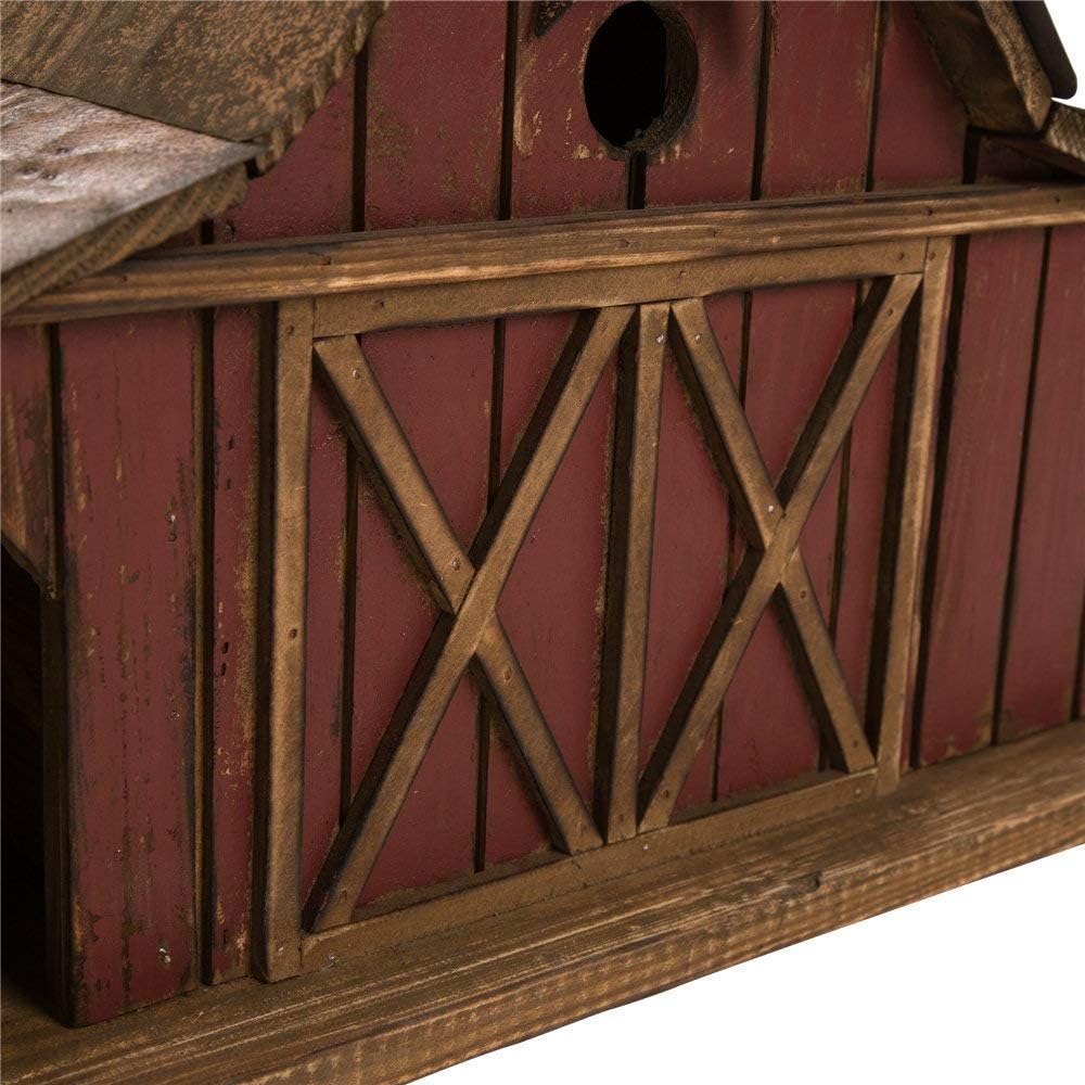 Glitzhome Bird Houses for Outdoors, 20.67" H Rustic Wooden Bird House Barn Design Hand Painted Birdhouse Extra-Large Bird Houses for Outsides