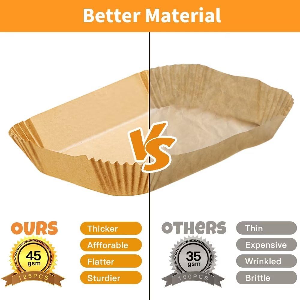 Air Fryer Liners Disposable for Ninja Airfryer: 125pcs 8.7x5.5" Rectan