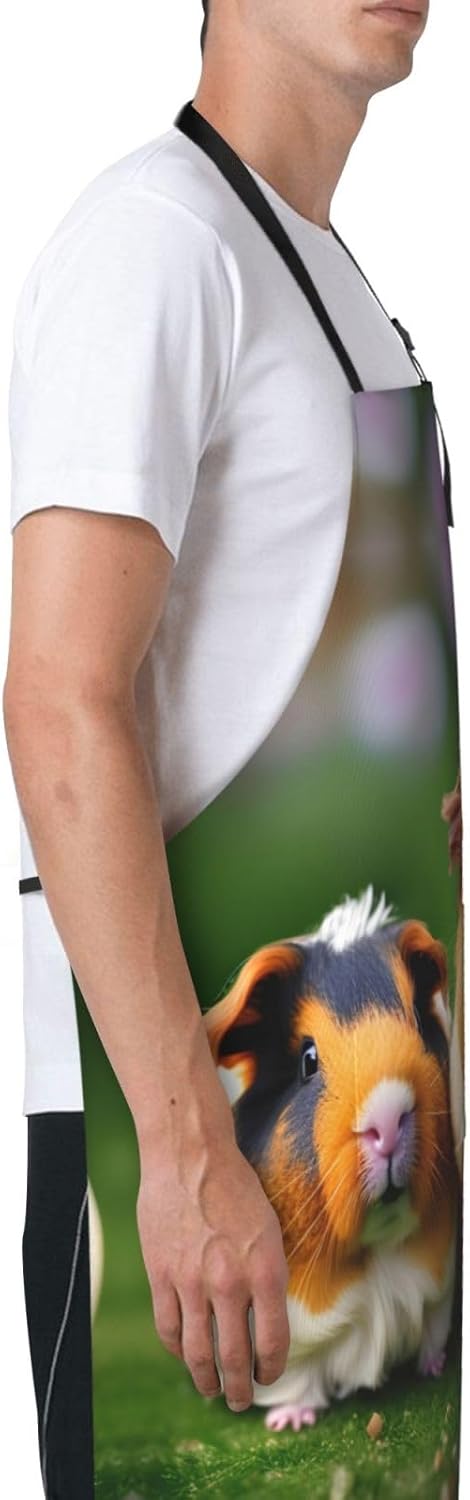 Cute guinea pigs print Waterproof apron with pocket adjustable cooking apron for adult kitchen bibs to bake